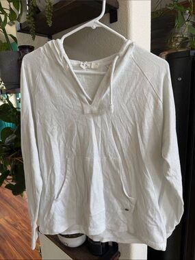 Roxy White V-Neck Hooded Pullover Sweatshirt